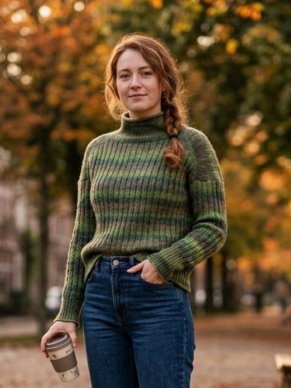 Kut From The Kloth Green Brown Mock Turtleneck Sweater Size M